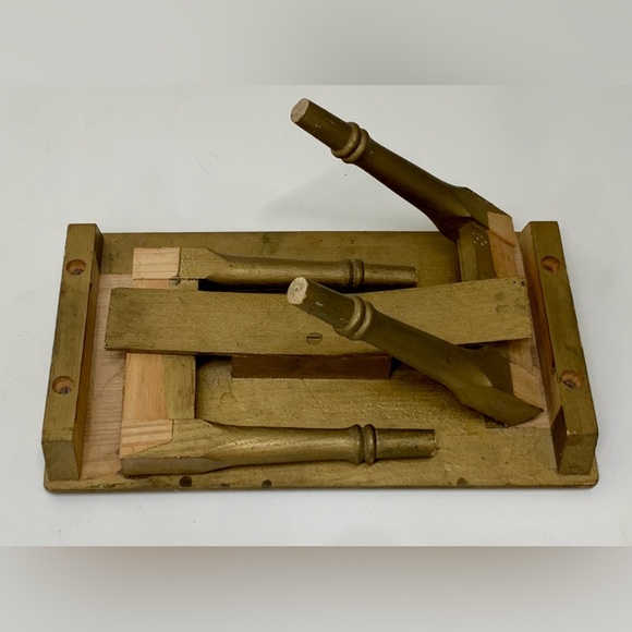 Vintage Artisan Hand Crafted Gold Painted Folding Wooden Stool - Picture 7 of 16